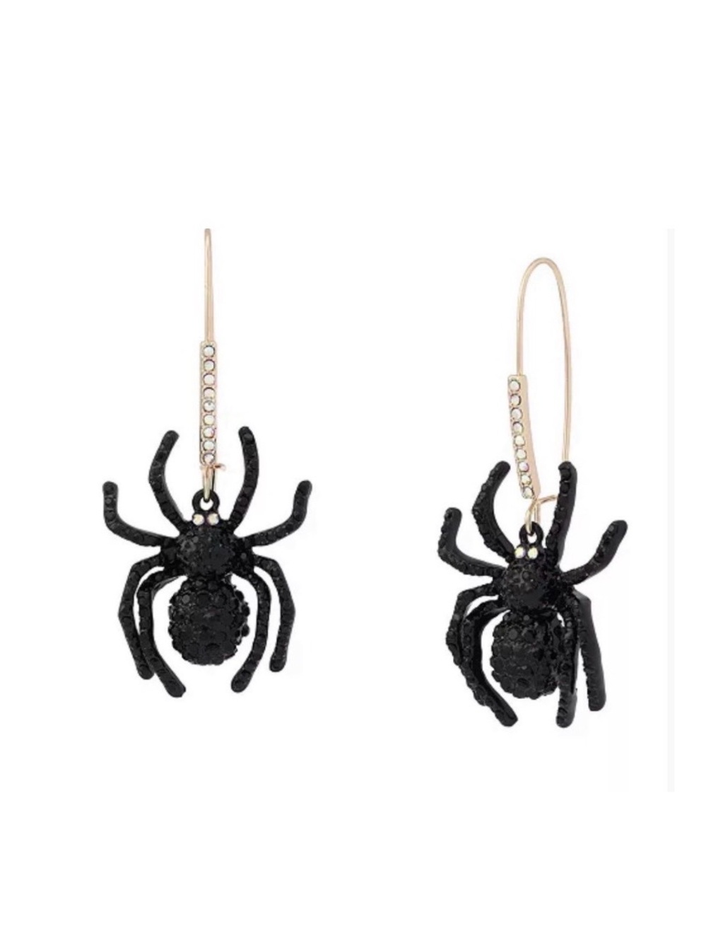 NWT ⚜️🖤⚜️ BETSEY JOHNSON Faux-Stone Halloween Spider Dangle Earrings